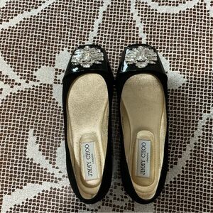 Jimmy Choo Black and Silver Embellished Flats